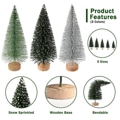 White Smoke Mini Christmas Trees 30-Piece Set Christmas Decorations Festive Decor Holiday - Green - Size 01 Christmas