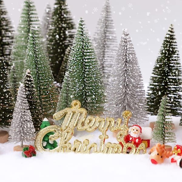 White Smoke Mini Christmas Trees 30-Piece Set Christmas Decorations Festive Decor Holiday - Green - Size 01 Christmas