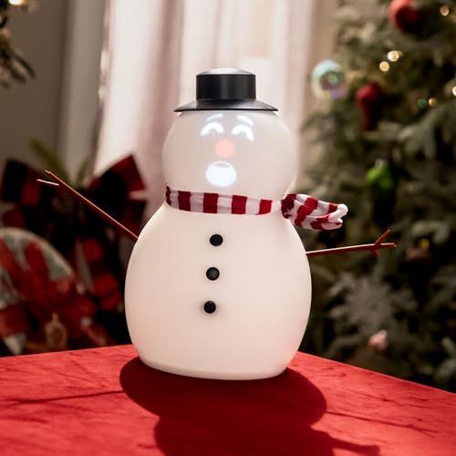 Black Talking Animated Snowman with Built in Projector & Speaker, Moving Mouth, Light Up Face, Plug & Play Christmas Holiday Decoration - White - Size 30cm Occasions > Christmas > Christmas Decorations