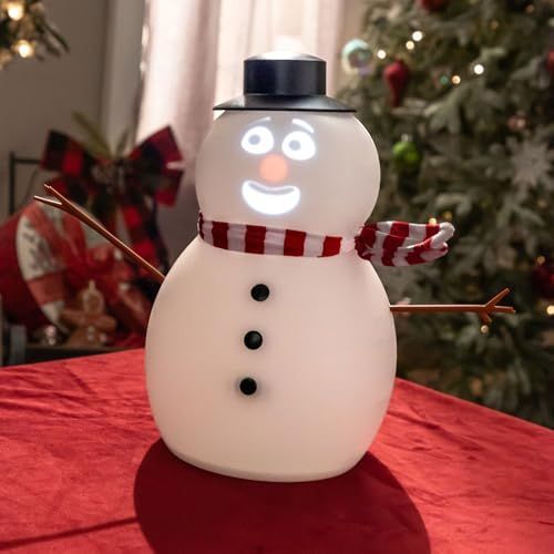 Tan Talking Animated Snowman with Built in Projector & Speaker, Moving Mouth, Light Up Face, Plug & Play Christmas Holiday Decoration - White - Size 30cm Occasions > Christmas > Christmas Decorations