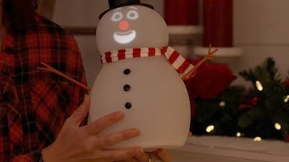 Black Talking Animated Snowman with Built in Projector & Speaker, Moving Mouth, Light Up Face, Plug & Play Christmas Holiday Decoration - White - Size 30cm Occasions > Christmas > Christmas Decorations