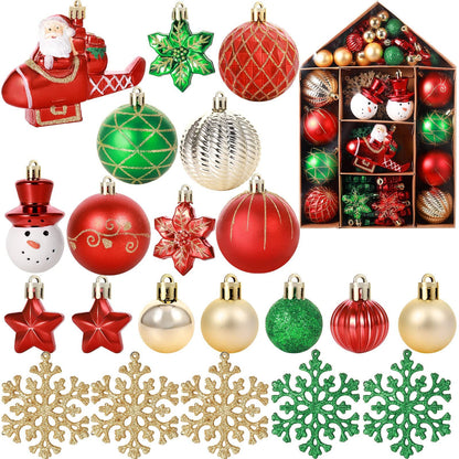 White Smoke 70-Pack Shatterproof Christmas Ornament Set for Tree, Holiday Party Decor, 70Pcs (Red and green) Xmas