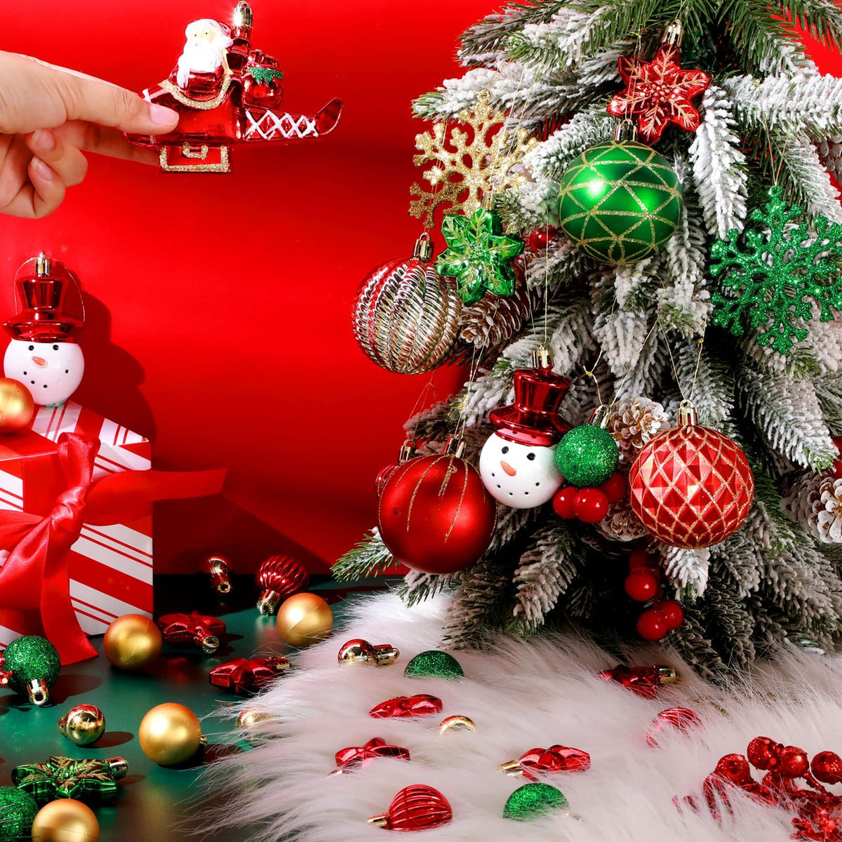 Firebrick 70-Pack Shatterproof Christmas Ornament Set for Tree, Holiday Party Decor, 70Pcs (Red and green) Xmas