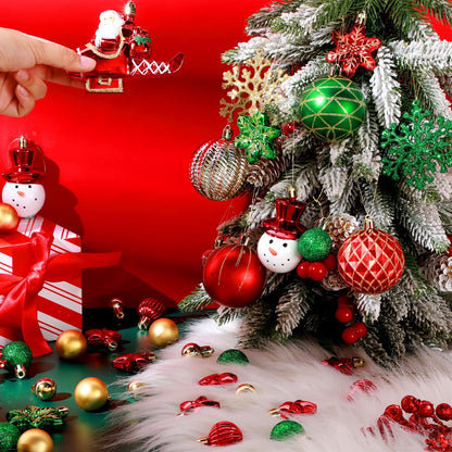Firebrick 70-Pack Shatterproof Christmas Ornament Set for Tree, Holiday Party Decor, 70Pcs (Red and green) Xmas