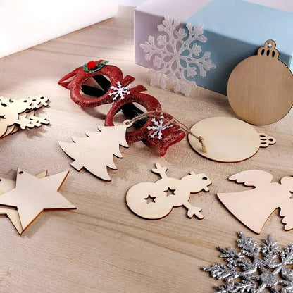 Rosy Brown DIY Wooden Christmas Tree Ornaments, 60pcs Christmas