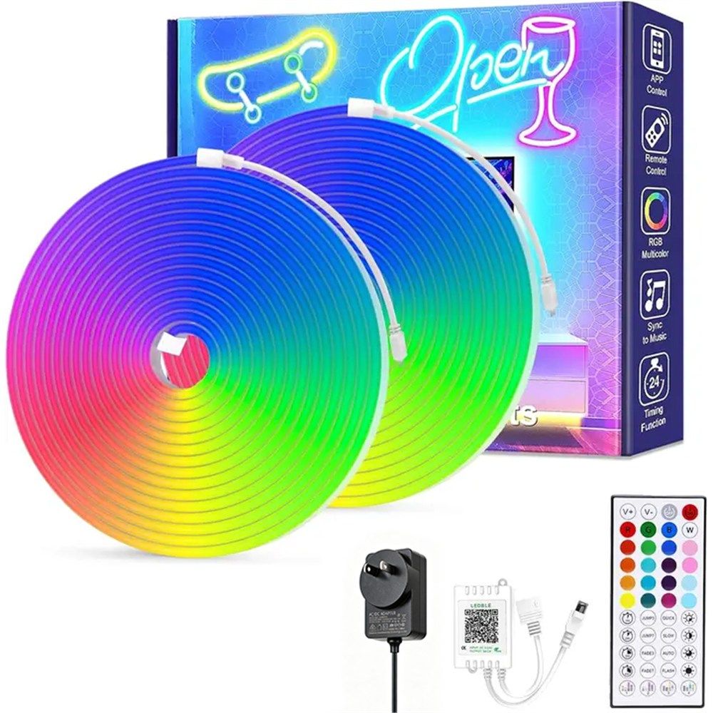 White Smoke 32.8ft LED Neon Rope Lights with APP/Remote Control,Flexible DIY Design,Music Sync Neon Lights for Wall Decor,Outdoor IP67 Waterproof, RGB Rope LED Lights for Bedroom,Livingroom,Gaming,Party Home & Garden > Lighting > Outdoor Lights