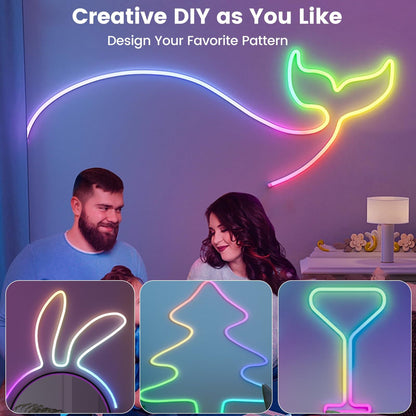Dim Gray 32.8ft LED Neon Rope Lights with APP/Remote Control,Flexible DIY Design,Music Sync Neon Lights for Wall Decor,Outdoor IP67 Waterproof, RGB Rope LED Lights for Bedroom,Livingroom,Gaming,Party Home & Garden > Lighting > Outdoor Lights