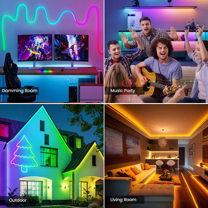 Black 32.8ft LED Neon Rope Lights with APP/Remote Control,Flexible DIY Design,Music Sync Neon Lights for Wall Decor,Outdoor IP67 Waterproof, RGB Rope LED Lights for Bedroom,Livingroom,Gaming,Party Home & Garden > Lighting > Outdoor Lights