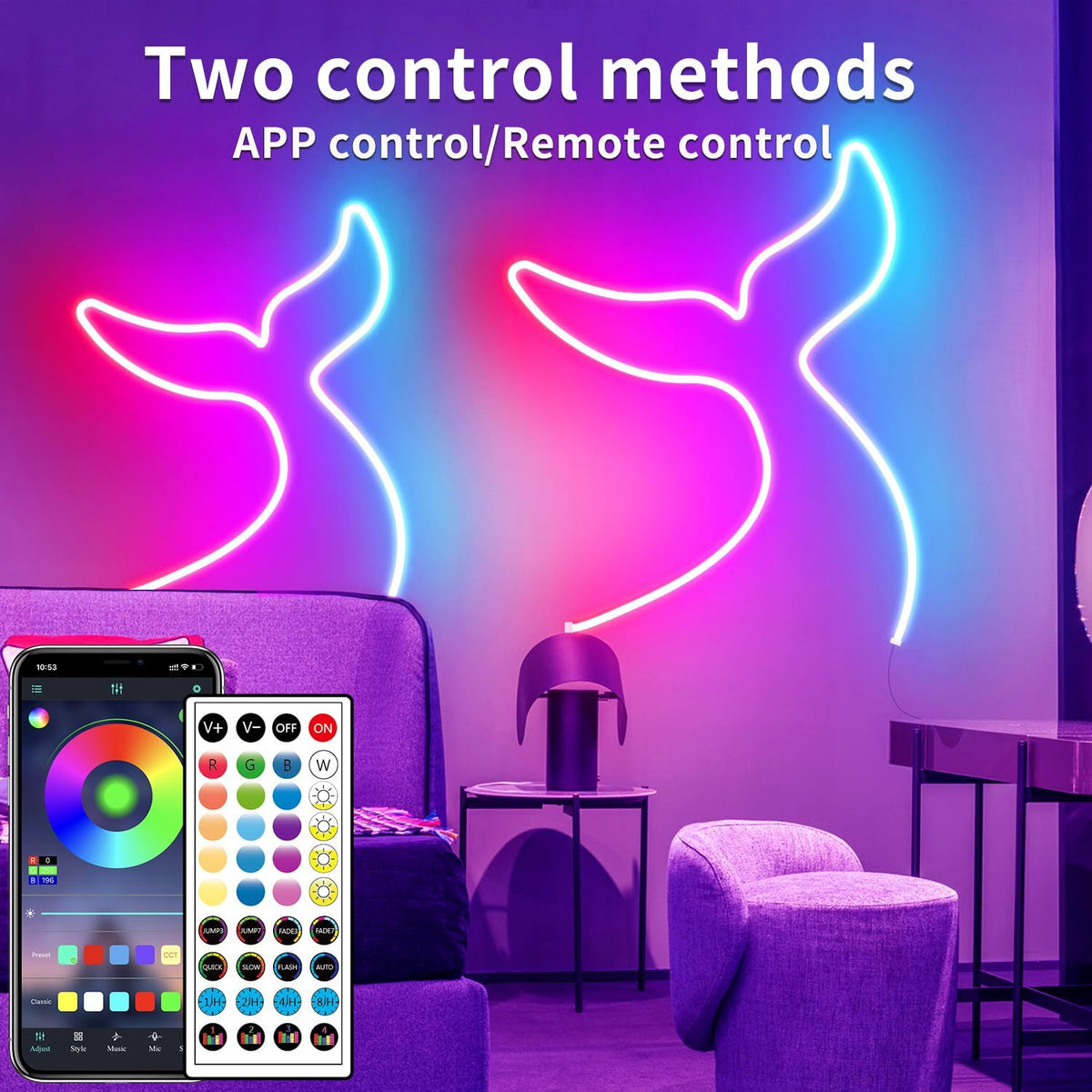 Dark Slate Blue 32.8ft LED Neon Rope Lights with APP/Remote Control,Flexible DIY Design,Music Sync Neon Lights for Wall Decor,Outdoor IP67 Waterproof, RGB Rope LED Lights for Bedroom,Livingroom,Gaming,Party Home & Garden > Lighting > Outdoor Lights