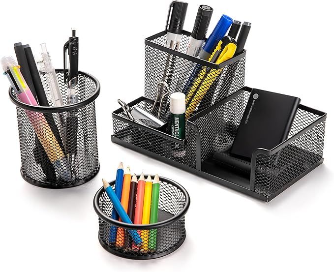 White Smoke 3-set Desk Organisers, Pen Holder For Stationeries & Pencils, Accessories Craft Storage & Lighting