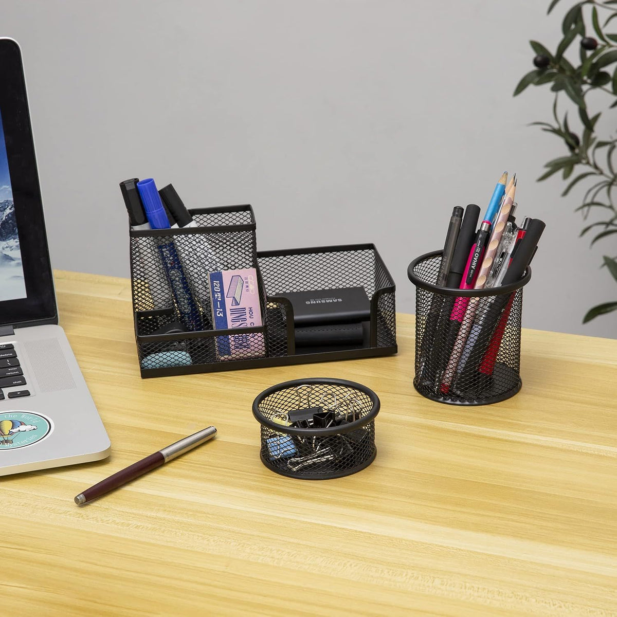 Gray 3-set Desk Organisers, Pen Holder For Stationeries & Pencils, Accessories Craft Storage & Lighting