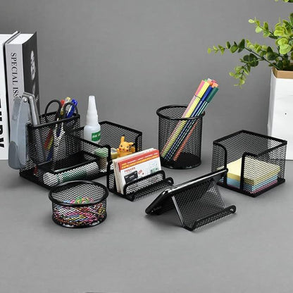 Dark Gray 6-set Desk Organisers, Pen Holder for Stationeries & Pencils, Accessories Craft Storage & Lighting