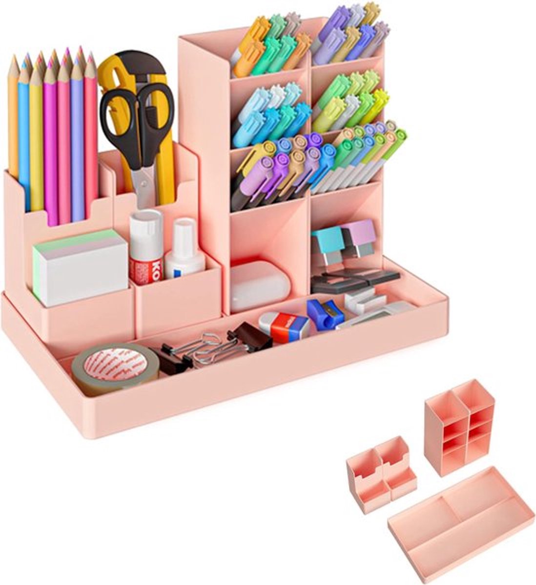 White Smoke Pen Tray - 13 Compartments - Pen Holder - Desk Organizer - Pen Trays - Desk Organizer - Pen Case - Plastic - Removable - Storage System - Letter Tray - Desk Accessories - Pink Craft Storage & Lighting