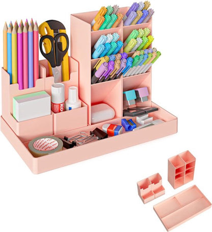 White Smoke Pen Tray - 13 Compartments - Pen Holder - Desk Organizer - Pen Trays - Desk Organizer - Pen Case - Plastic - Removable - Storage System - Letter Tray - Desk Accessories - Pink Craft Storage & Lighting