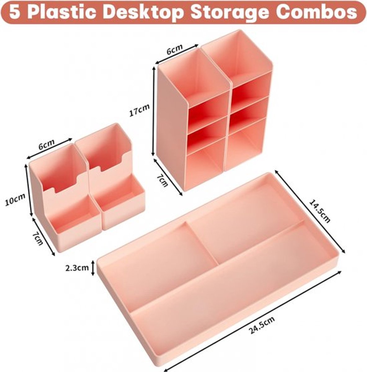 White Smoke Pen Tray - 13 Compartments - Pen Holder - Desk Organizer - Pen Trays - Desk Organizer - Pen Case - Plastic - Removable - Storage System - Letter Tray - Desk Accessories - Pink Craft Storage & Lighting