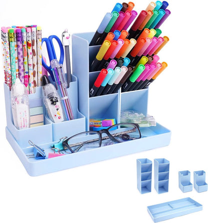 White Smoke Pen Tray - 13 Compartments - Pen Holder - Desk Organizer - Pen Trays - Desk Organizer - Pen Case - Plastic - Removable - Storage System - Letter Tray - Desk Accessories - Blue Craft Storage & Lighting