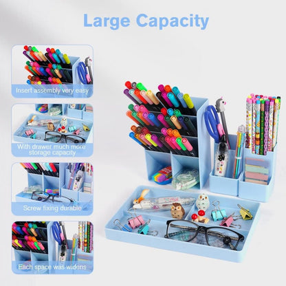 Lavender Pen Tray - 13 Compartments - Pen Holder - Desk Organizer - Pen Trays - Desk Organizer - Pen Case - Plastic - Removable - Storage System - Letter Tray - Desk Accessories - Blue Craft Storage & Lighting