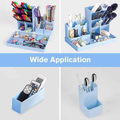 Light Gray Pen Tray - 13 Compartments - Pen Holder - Desk Organizer - Pen Trays - Desk Organizer - Pen Case - Plastic - Removable - Storage System - Letter Tray - Desk Accessories - Blue Craft Storage & Lighting