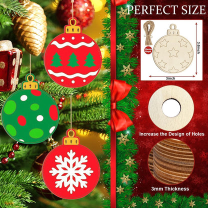 White Smoke Wooden Christmas Decorations, Assorted Designs, 40pcs Christmas