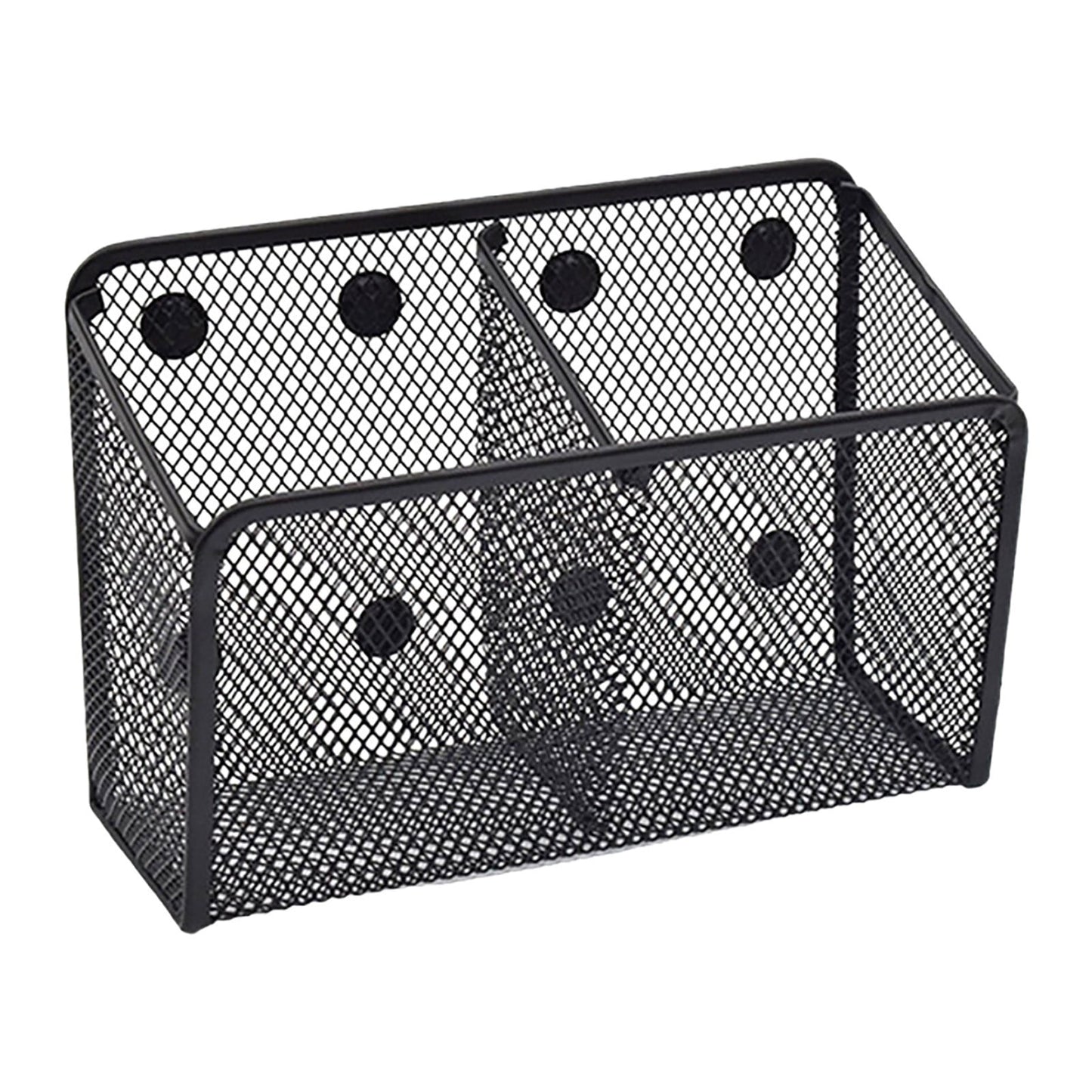 White Smoke Magnetic Pen Holder, Heavy Duty 2 Slot Mesh Pencil & Marker Organizer for Desk, Extra Strong Magnets for Locker, Refrigerator, Dry Erase Board, Whiteboard Storage Solution, 7.28x2.68x4.92 7.28" x 2.68" x 4.92" Black Craft Storage & Lighting