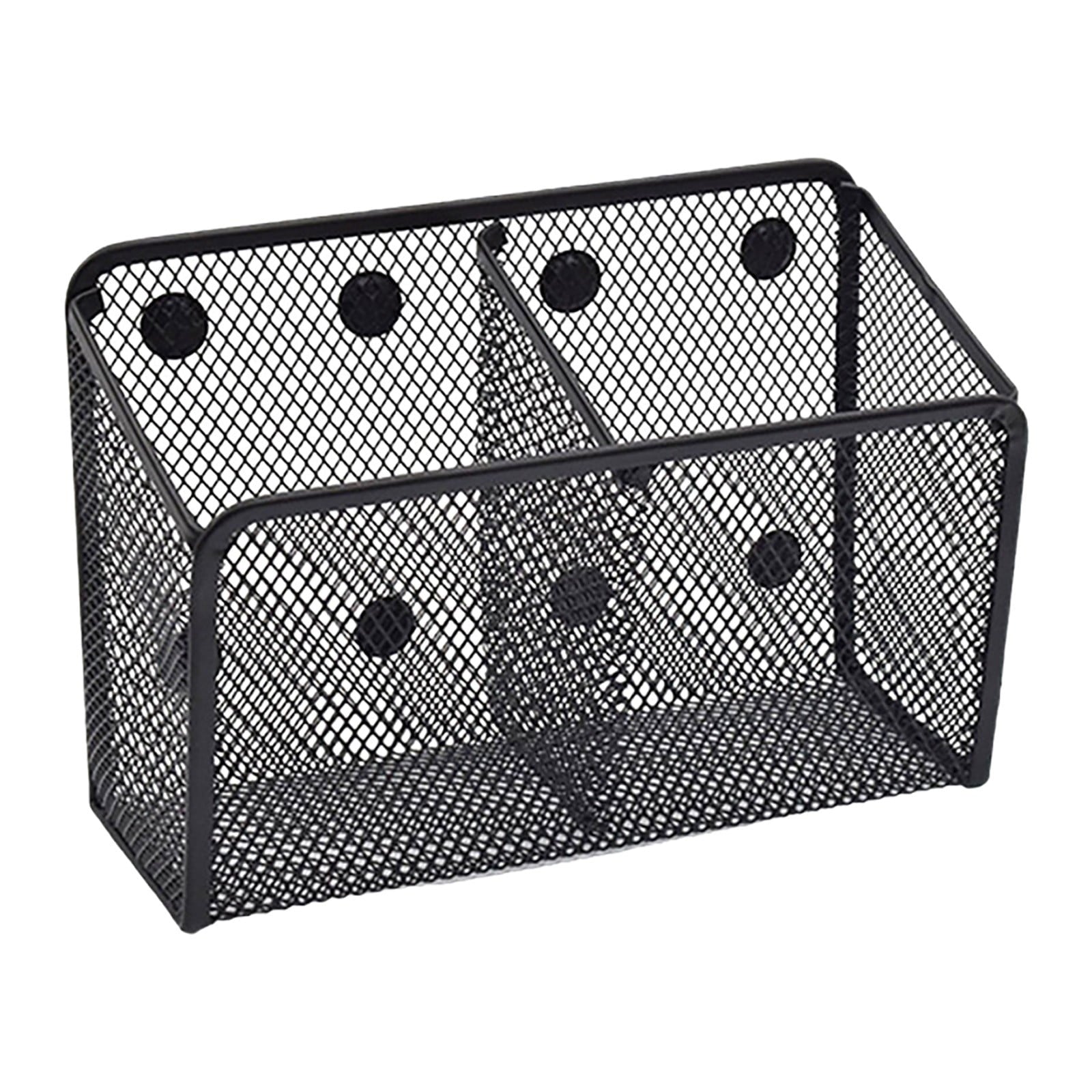 White Smoke Magnetic Pen Holder, Heavy Duty 2 Slot Mesh Pencil & Marker Organizer for Desk, Extra Strong Magnets for Locker, Refrigerator, Dry Erase Board, Whiteboard Storage Solution, 7.28x2.68x4.92 7.28" x 2.68" x 4.92" Black Craft Storage & Lighting