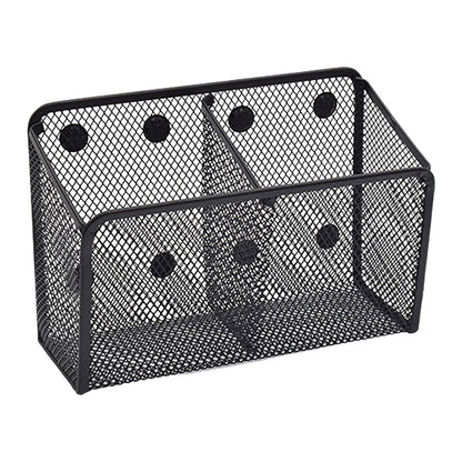White Smoke Magnetic Pen Holder, Heavy Duty 2 Slot Mesh Pencil & Marker Organizer for Desk, Extra Strong Magnets for Locker, Refrigerator, Dry Erase Board, Whiteboard Storage Solution, 7.28x2.68x4.92 7.28" x 2.68" x 4.92" Black Craft Storage & Lighting