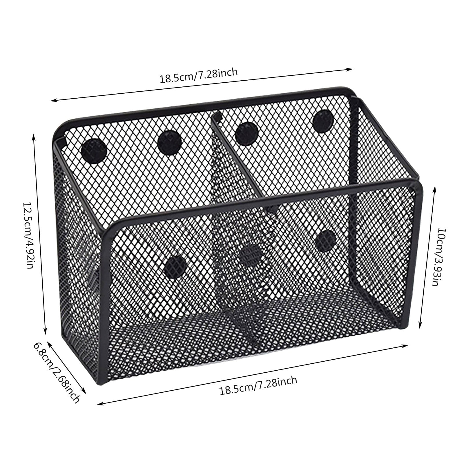White Smoke Magnetic Pen Holder, Heavy Duty 2 Slot Mesh Pencil & Marker Organizer for Desk, Extra Strong Magnets for Locker, Refrigerator, Dry Erase Board, Whiteboard Storage Solution, 7.28x2.68x4.92 7.28" x 2.68" x 4.92" Black Craft Storage & Lighting