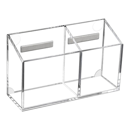 White Smoke Magnetic Pen Holder, Heavy Duty 2 Slot Mesh Pencil & Marker Organizer for Desk, Extra Strong Magnets for Locker, Refrigerator, Dry Erase Board, Whiteboard Storage Solution, 7.28x2.68x4.92 5.9" x 2.0" x 3.5" Clear Craft Storage & Lighting