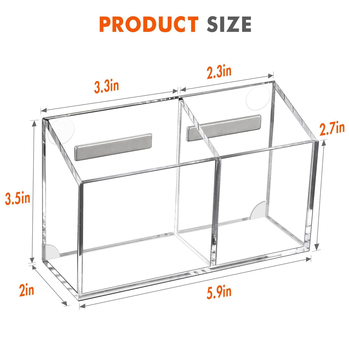 White Smoke Magnetic Pen Holder, Heavy Duty 2 Slot Mesh Pencil & Marker Organizer for Desk, Extra Strong Magnets for Locker, Refrigerator, Dry Erase Board, Whiteboard Storage Solution, 7.28x2.68x4.92 5.9" x 2.0" x 3.5" Clear Craft Storage & Lighting