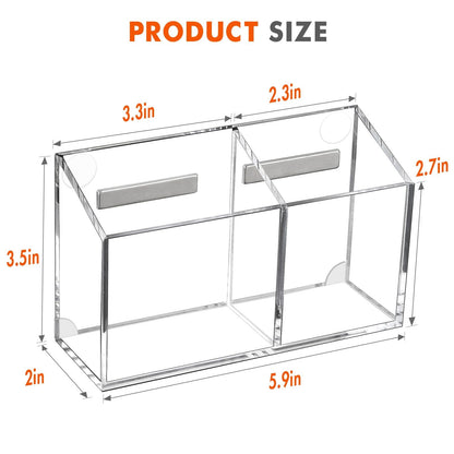 White Smoke Magnetic Pen Holder, Heavy Duty 2 Slot Mesh Pencil & Marker Organizer for Desk, Extra Strong Magnets for Locker, Refrigerator, Dry Erase Board, Whiteboard Storage Solution, 7.28x2.68x4.92 5.9" x 2.0" x 3.5" Clear Craft Storage & Lighting