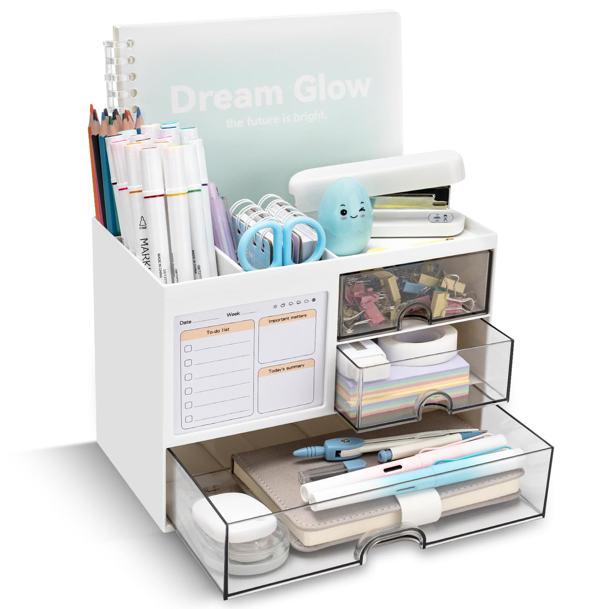White Smoke Desk organizer - Pen tray - Desk accessories - Drawer cabinet - School supplies - Office supplies - Storage box with drawers - Pen holders - Desk organizer - Storage system - Storage - white - 1 piece Craft Storage & Lighting