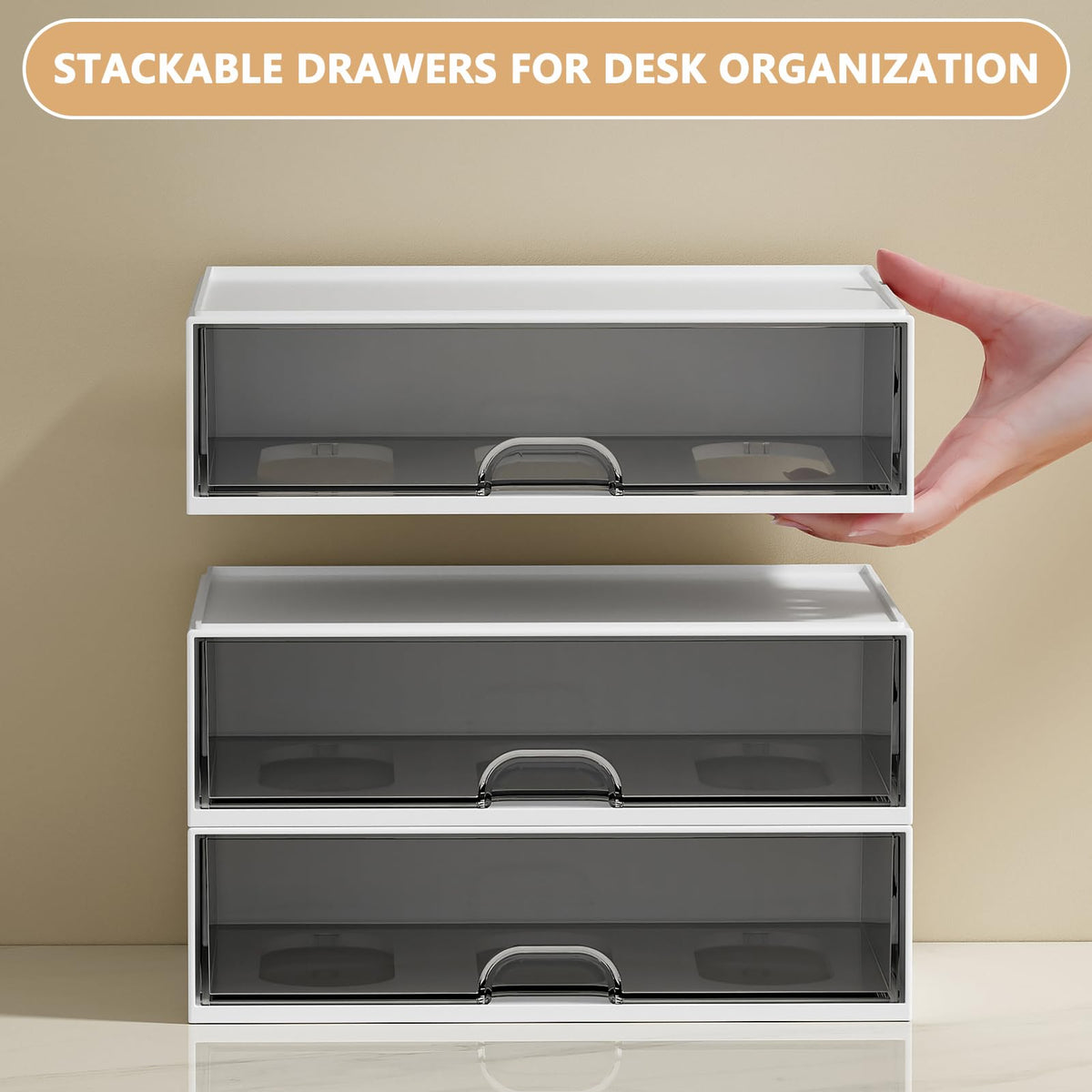 Dim Gray Desk organizer - Chest of drawers - Storage drawer - Office supplies - School supplies - Makeup organizer - Storage box - Desk accessories - Desk organizer - Storage system - Stacking tray - White - 1 piece Craft Storage & Lighting