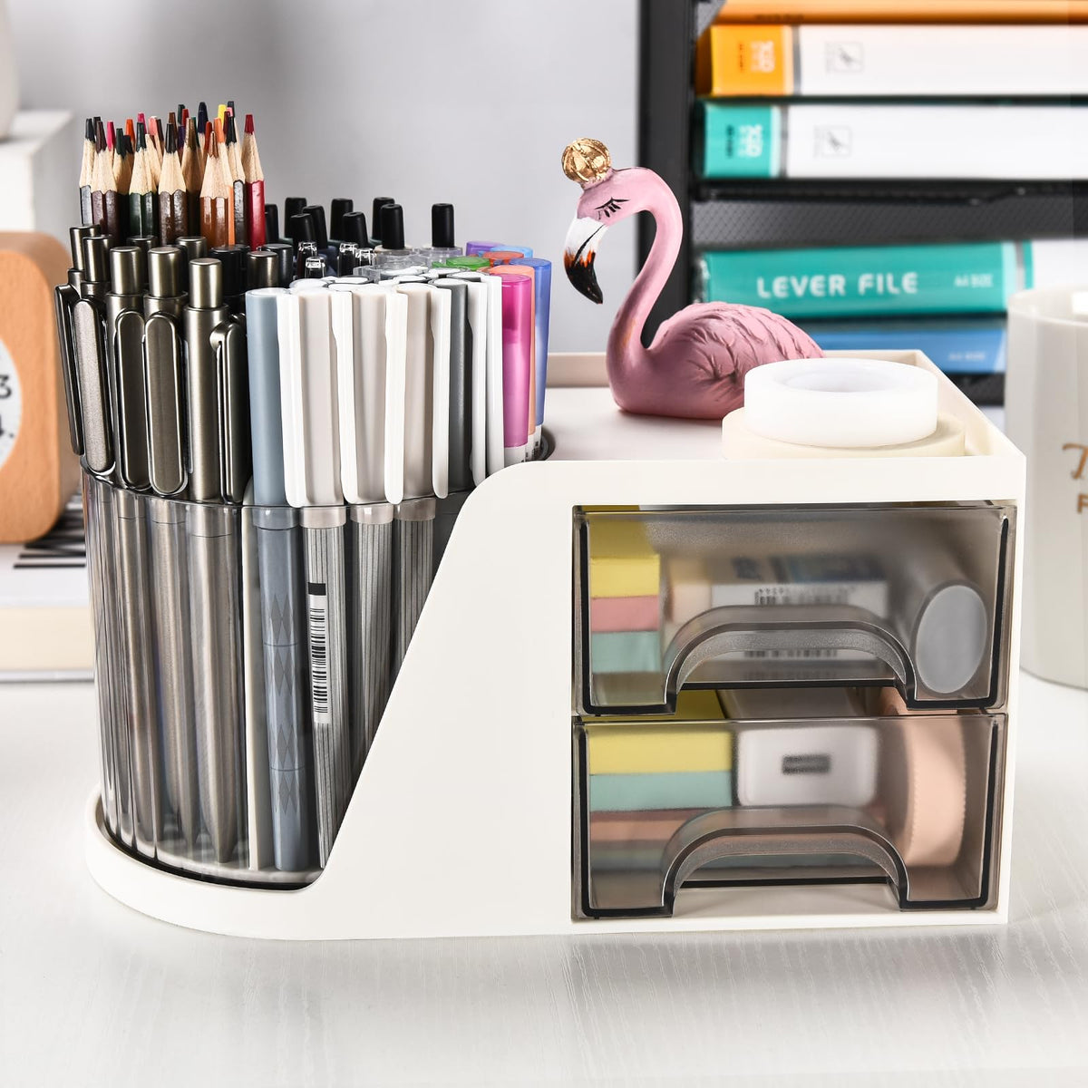 Lavender Desk organizer - Make up organizer - Pen tray - Bathroom organizer - Brush holder - Drawer cabinet - Office supplies - Cosmetics organizer - Desk organizer - Desk accessories - Storage box with drawers - Bathroom accessories - White - 1 piece Craft Storage & Lighting