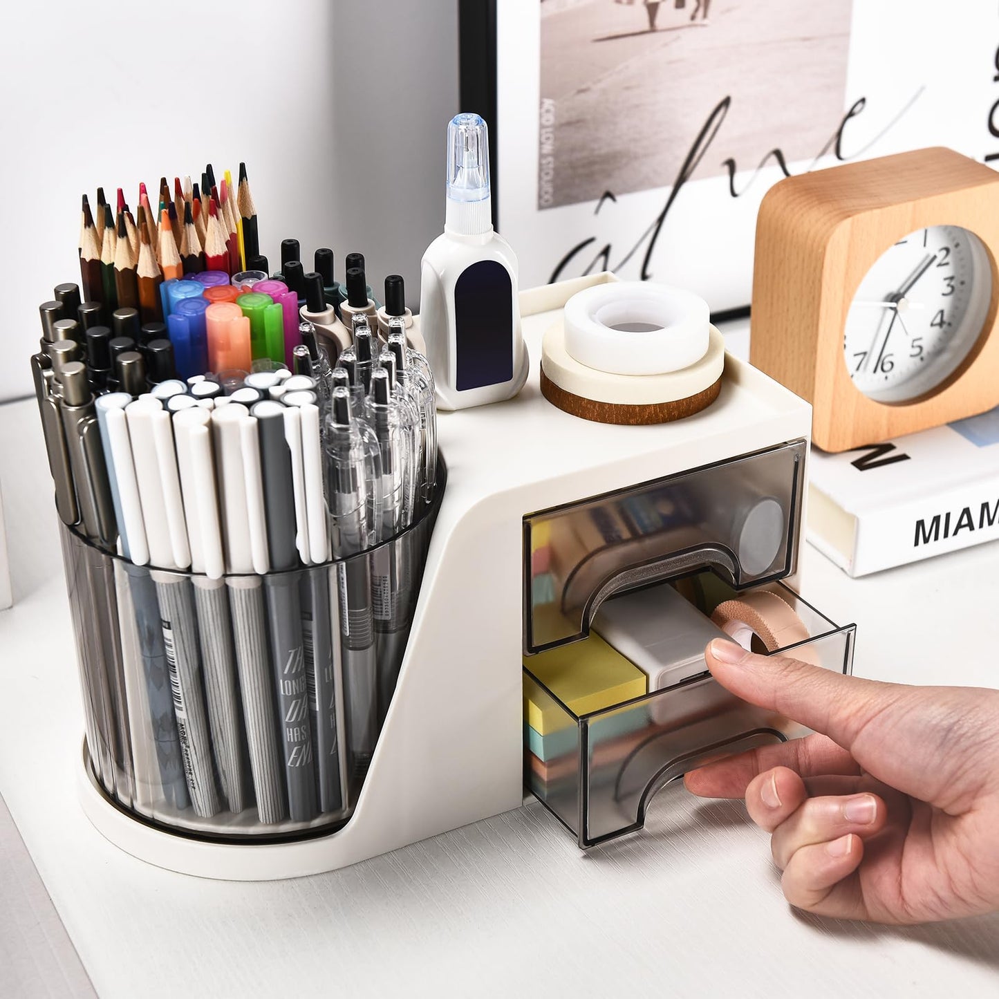 Lavender Desk organizer - Make up organizer - Pen tray - Bathroom organizer - Brush holder - Drawer cabinet - Office supplies - Cosmetics organizer - Desk organizer - Desk accessories - Storage box with drawers - Bathroom accessories - White - 1 piece Craft Storage & Lighting