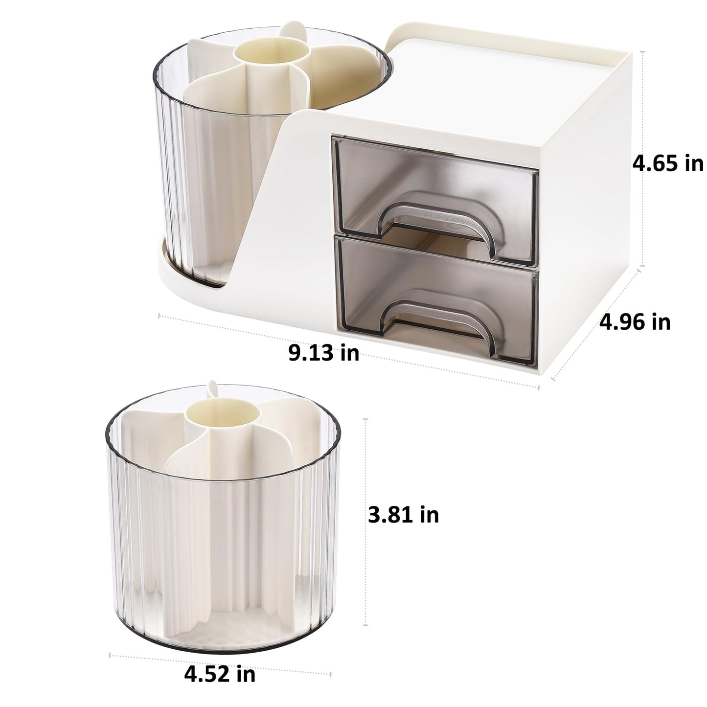 White Smoke Desk organizer - Make up organizer - Pen tray - Bathroom organizer - Brush holder - Drawer cabinet - Office supplies - Cosmetics organizer - Desk organizer - Desk accessories - Storage box with drawers - Bathroom accessories - White - 1 piece Craft Storage & Lighting