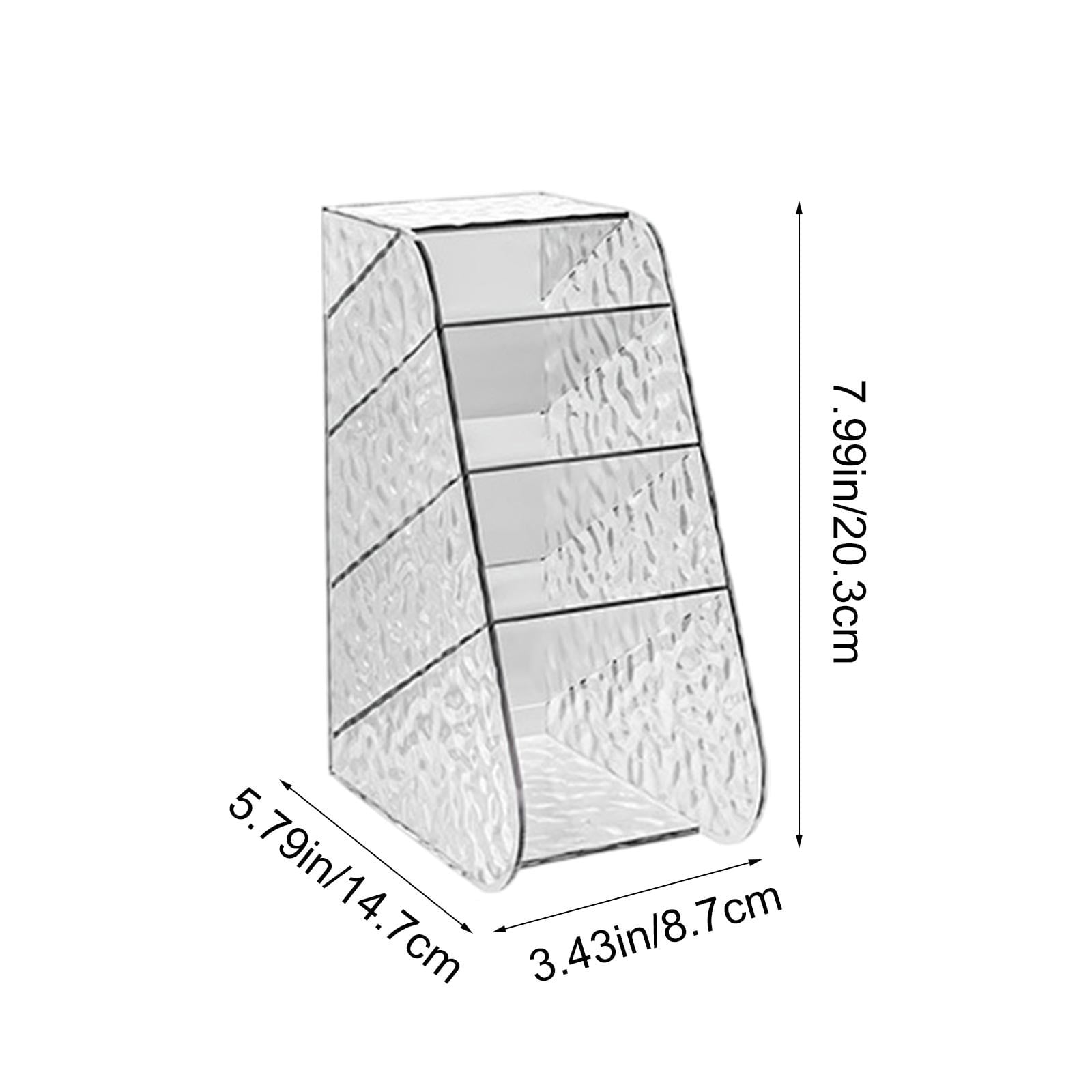 White Smoke Slanted Desktop Organizer - Clear Acrylic Pen Holder w/ Angled Slots, Cosmetic Brush Storage & Office Supply Tray for Desk (Multi-Use Stationery Box)\u200b\u200b L White Craft Storage & Lighting