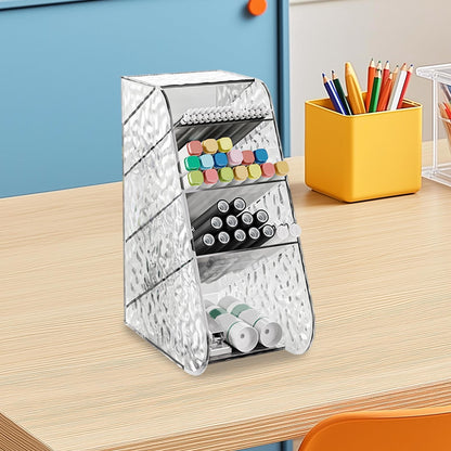Wheat Slanted Desktop Organizer - Clear Acrylic Pen Holder w/ Angled Slots, Cosmetic Brush Storage & Office Supply Tray for Desk (Multi-Use Stationery Box)\u200b\u200b L White Craft Storage & Lighting