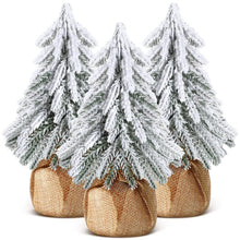 White Smoke 3 Pcs Snow Tabletop Christmas Trees, Snow Flocked Mini Tabletop Pine Trees with Wooden Base,Artificial Desk Christmas Trees for Xmas Holiday Home Party Table Decorations(22cm) Xmas