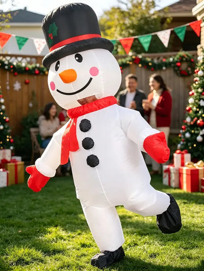 Lavender Black Hat Snowman Christmas Inflatable Costume, Polyester Adult Big Hat Snowman Christmas Inflatable Costume, Role-Playing Inflatable Costume Dress-Up Prop, suitable for Christmas, Halloween, Carnival, various activities and parties (costume does not meas Christmas