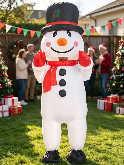 Lavender Black Hat Snowman Christmas Inflatable Costume, Polyester Adult Big Hat Snowman Christmas Inflatable Costume, Role-Playing Inflatable Costume Dress-Up Prop, suitable for Christmas, Halloween, Carnival, various activities and parties (costume does not meas Christmas