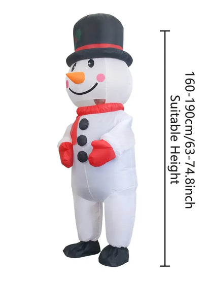 White Smoke Black Hat Snowman Christmas Inflatable Costume, Polyester Adult Big Hat Snowman Christmas Inflatable Costume, Role-Playing Inflatable Costume Dress-Up Prop, suitable for Christmas, Halloween, Carnival, various activities and parties (costume does not meas Christmas
