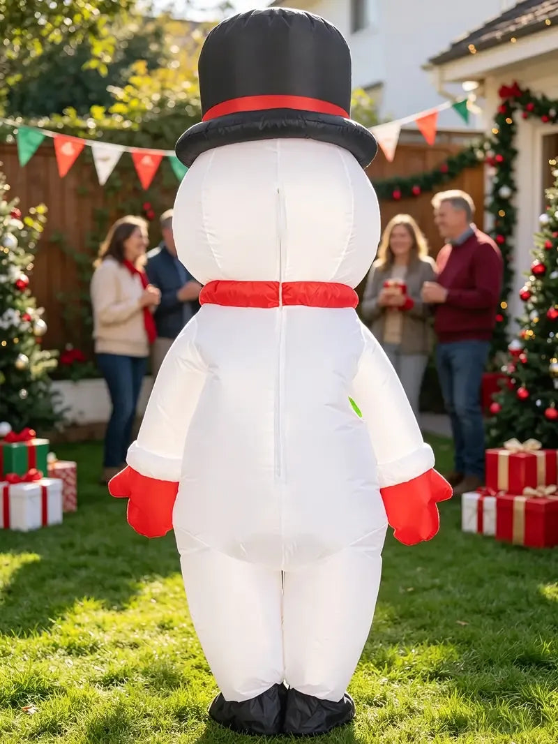 Lavender Black Hat Snowman Christmas Inflatable Costume, Polyester Adult Big Hat Snowman Christmas Inflatable Costume, Role-Playing Inflatable Costume Dress-Up Prop, suitable for Christmas, Halloween, Carnival, various activities and parties (costume does not meas Christmas
