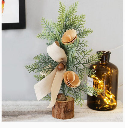 Gray Red Berry Style 25cm Desktop Mini Christmas Tree, Christmas Window Decorative Potted Plant Christmas