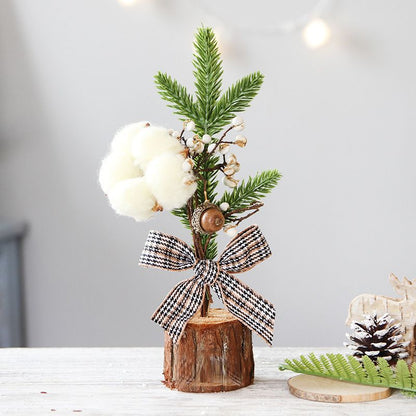 Light Gray Red Berry Style 25cm Desktop Mini Christmas Tree, Christmas Window Decorative Potted Plant Christmas
