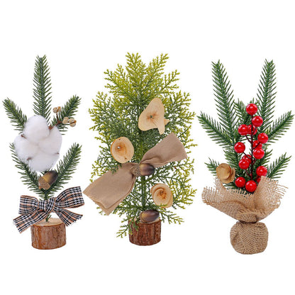 White Smoke Red Berry Style 25cm Desktop Mini Christmas Tree, Christmas Window Decorative Potted Plant Christmas