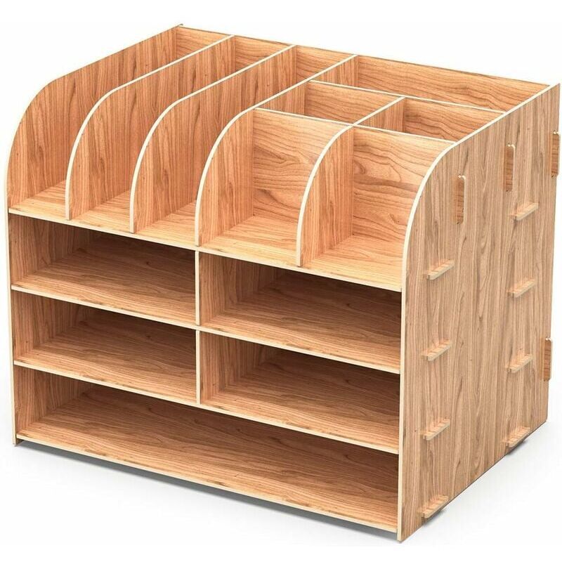 White Smoke Wooden Desk Organizer for Pen Pencil A4 Paper and Accessories, 32 x 24 x 27cm Craft Storage & Lighting