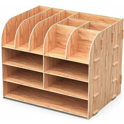 White Smoke Wooden Desk Organizer for Pen Pencil A4 Paper and Accessories, 32 x 24 x 27cm Craft Storage & Lighting