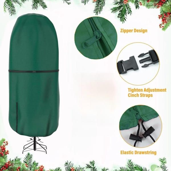 White Smoke 9ft Upright Christmas Tree Storage Bag, Waterproof Dustproof Standing Artificial Christmas Tree Cover, Vertical Xmas Tree Storage Protector Bag for Decorated Artificial Tree Christmas