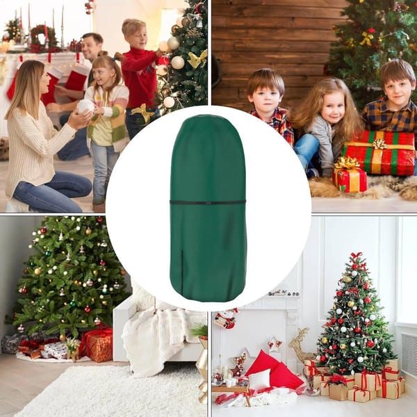 White Smoke 9ft Upright Christmas Tree Storage Bag, Waterproof Dustproof Standing Artificial Christmas Tree Cover, Vertical Xmas Tree Storage Protector Bag for Decorated Artificial Tree Christmas