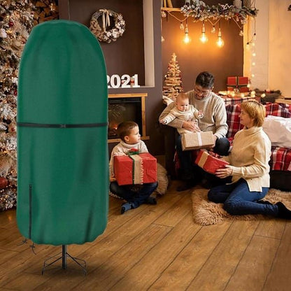 Dark Slate Gray 9ft Upright Christmas Tree Storage Bag, Waterproof Dustproof Standing Artificial Christmas Tree Cover, Vertical Xmas Tree Storage Protector Bag for Decorated Artificial Tree Christmas